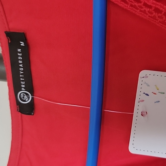 Pretty Garden Women's V Neck Short Sleeve Floral Lace Maxi Dress - Picture 5 of 5